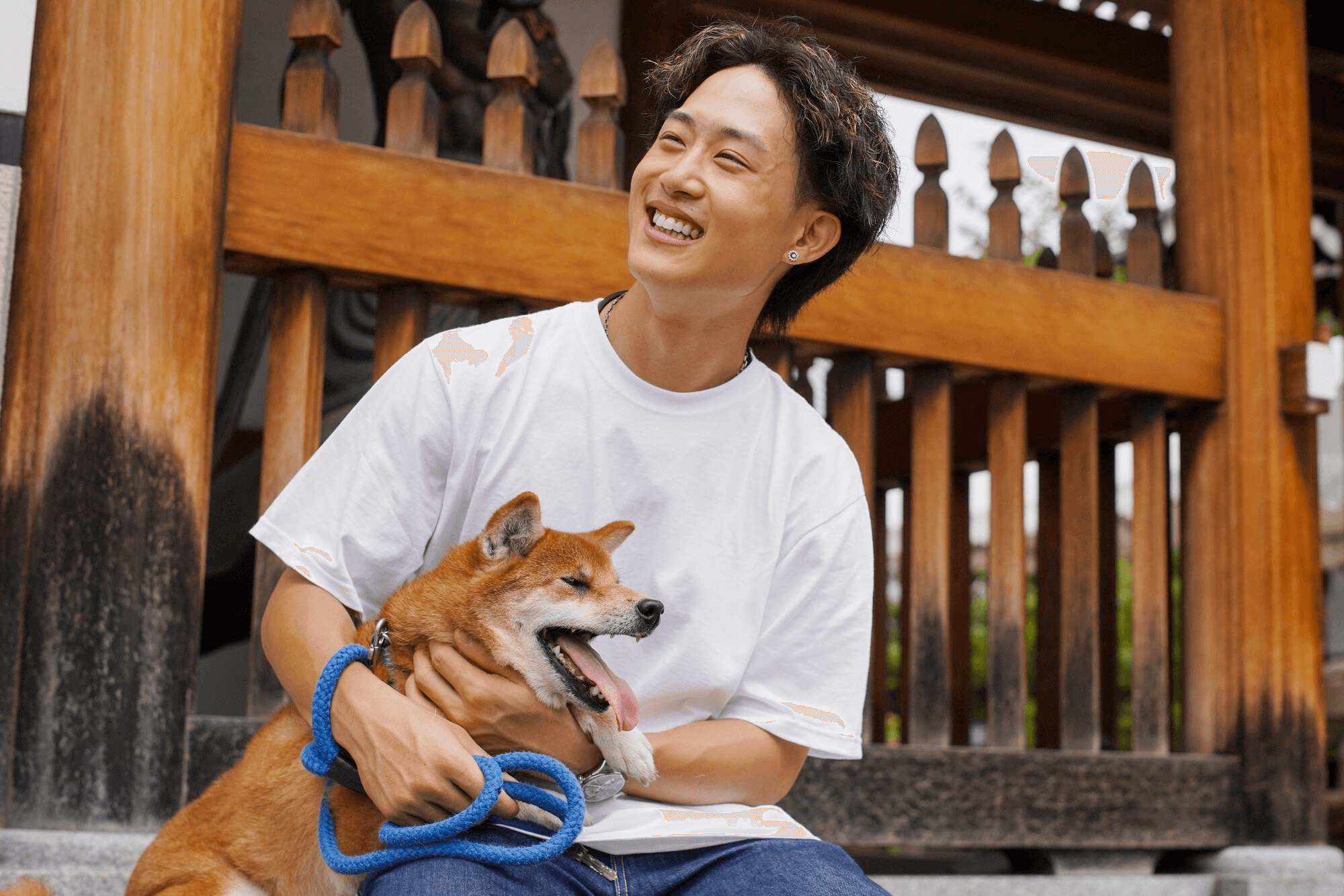 Happy owner with his pet dog